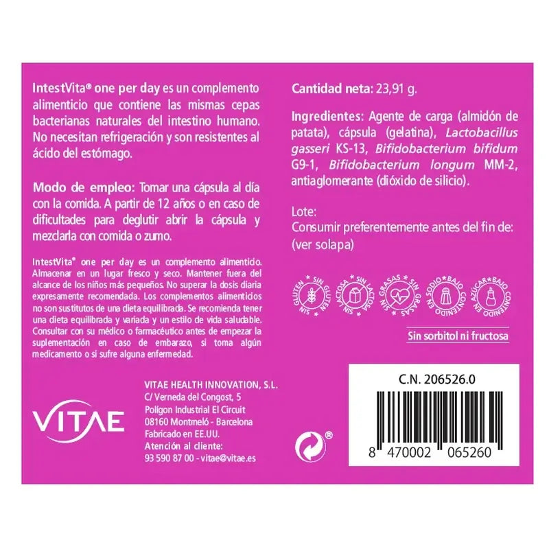 VITAE IntestVita Un par Jour, 30 gélules