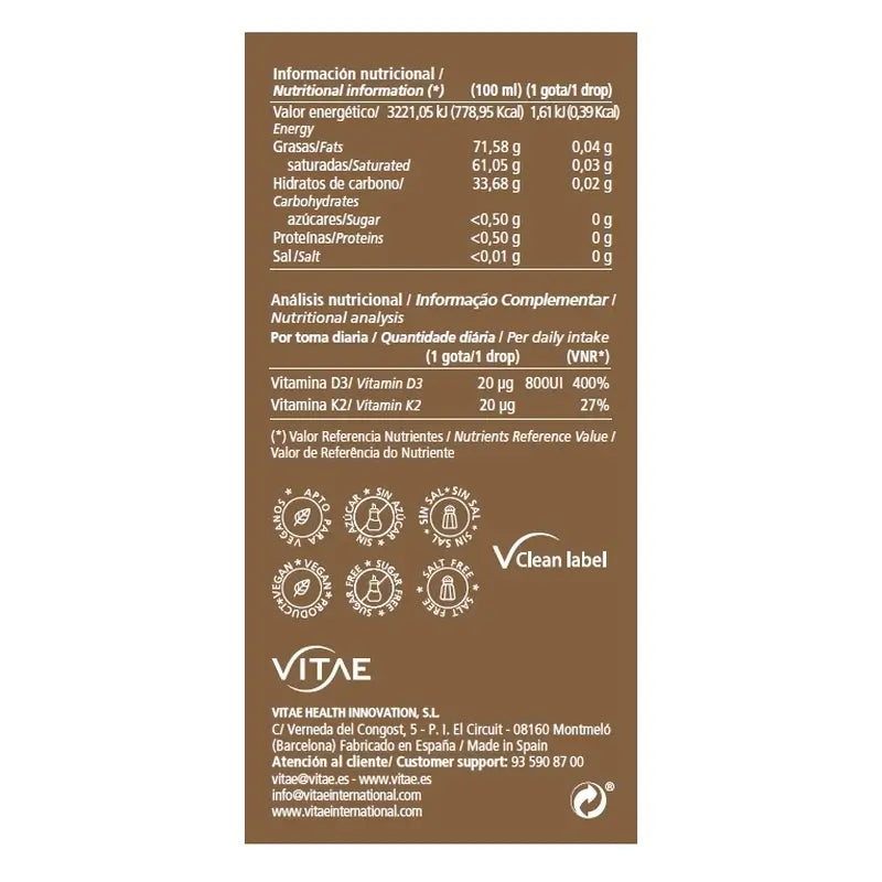 VITAE Vitae Vitamine D3K2, 10ml