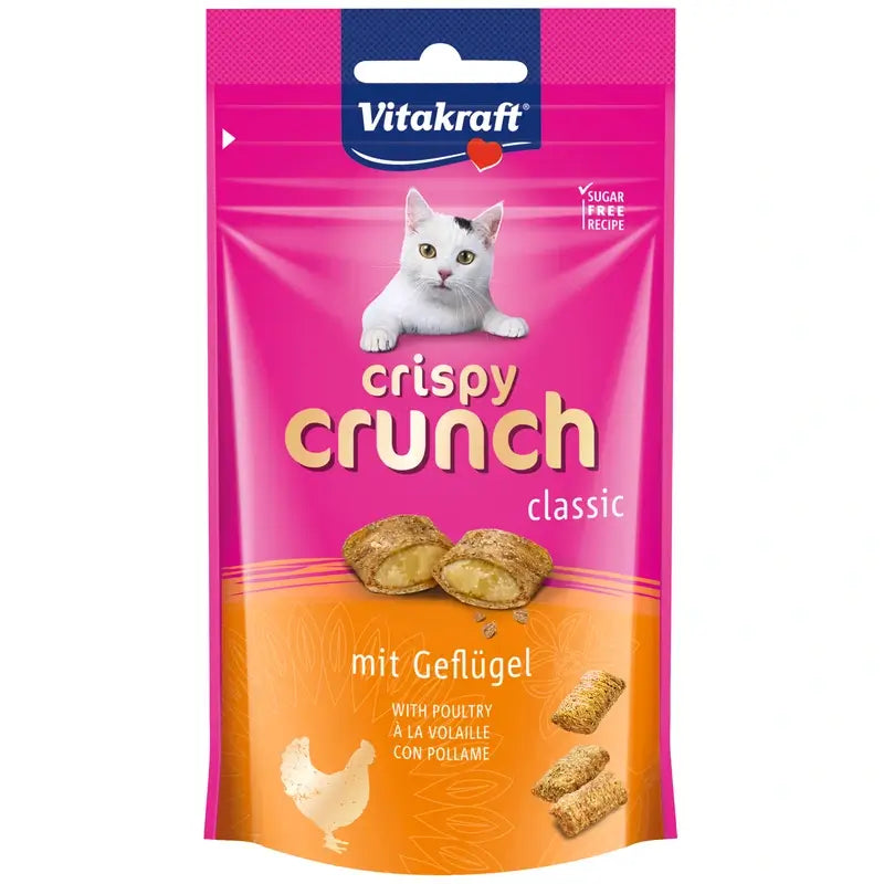 Vitakraft Crispy Crunch Volaille pour chat, 8 x 60 grammes