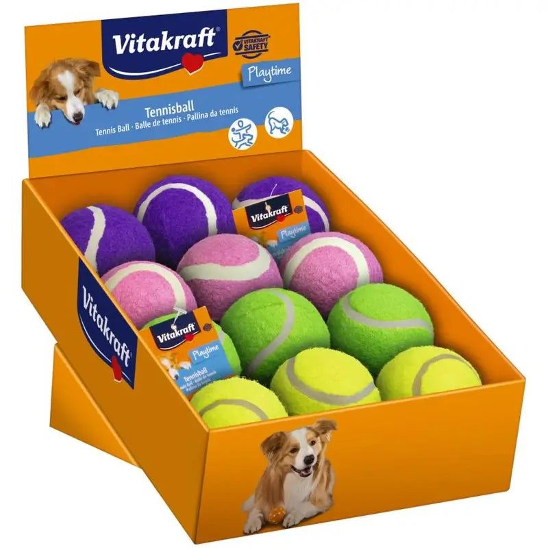 Vitakraft - Assortiment de balles de tennis pour chien, 12 pièces