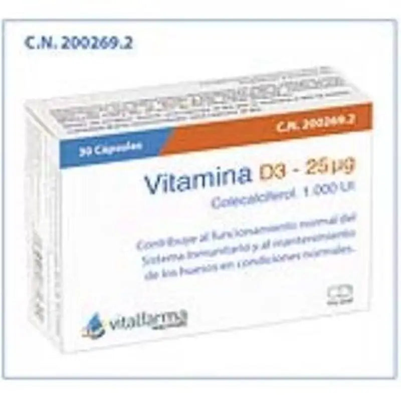 Vitalfarma Vitamin D3 25Mcg (1000Ui) 30Caps.