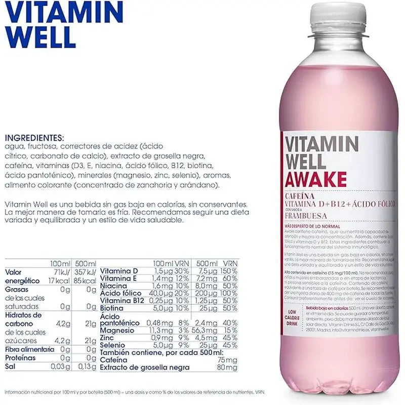 Vitamine Well Awake Framboise, 500 ml