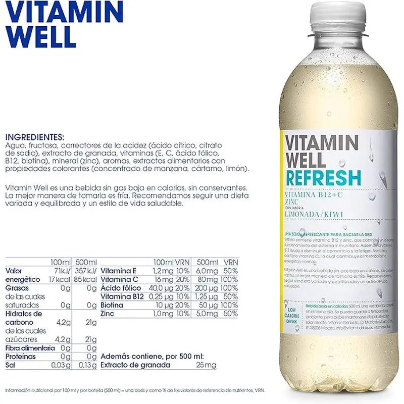 Vitamin Well Refresh Limonade/Kiwi, 500 ml