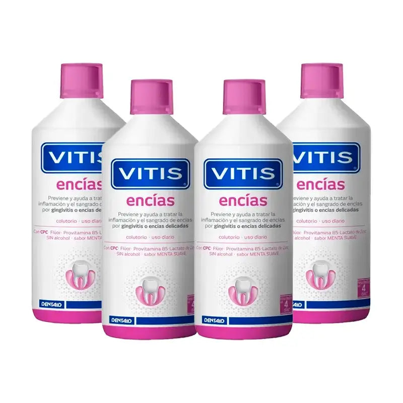 VITIS Bain de bouche gingival, paquet de 4 x 1 litre