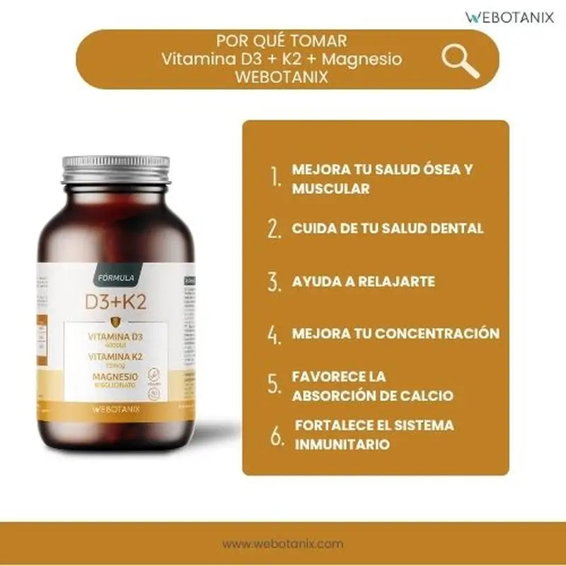 Webotanix Vitamine D3+K2, formule, 60 gélules