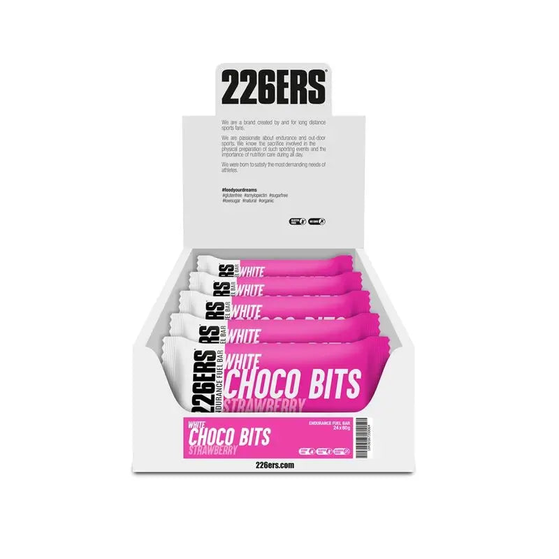 226Ers Endurance Fuel Bar Choco Bits Energy Bar White Chocolate & Strawberry, 24x60 grams