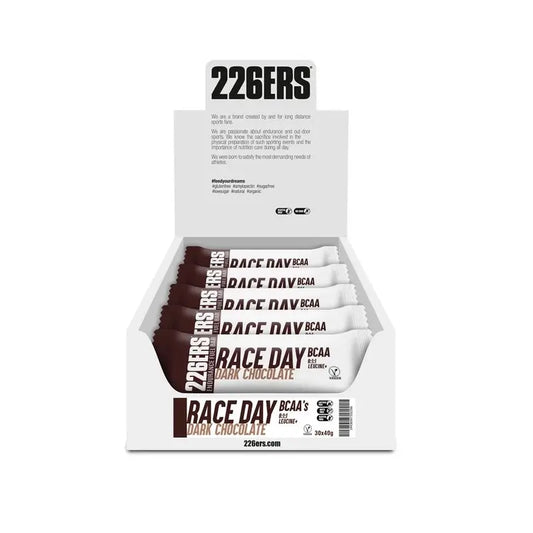 226Ers Race Day Bar - Bcaa Vegan Energy Bar Dark Chocolate, 30x40 grams