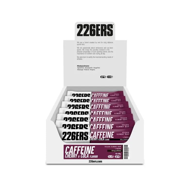 226Ers Vegan Gummy Bar Cherry Gummy Energy Bar - Cola with Caffeine, 42x30 grams