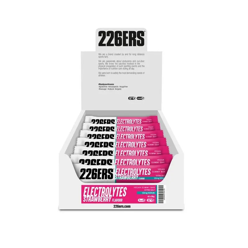 226Ers Vegan Gummy Bar Strawberry Gummy Energy Bar, 42x30g
