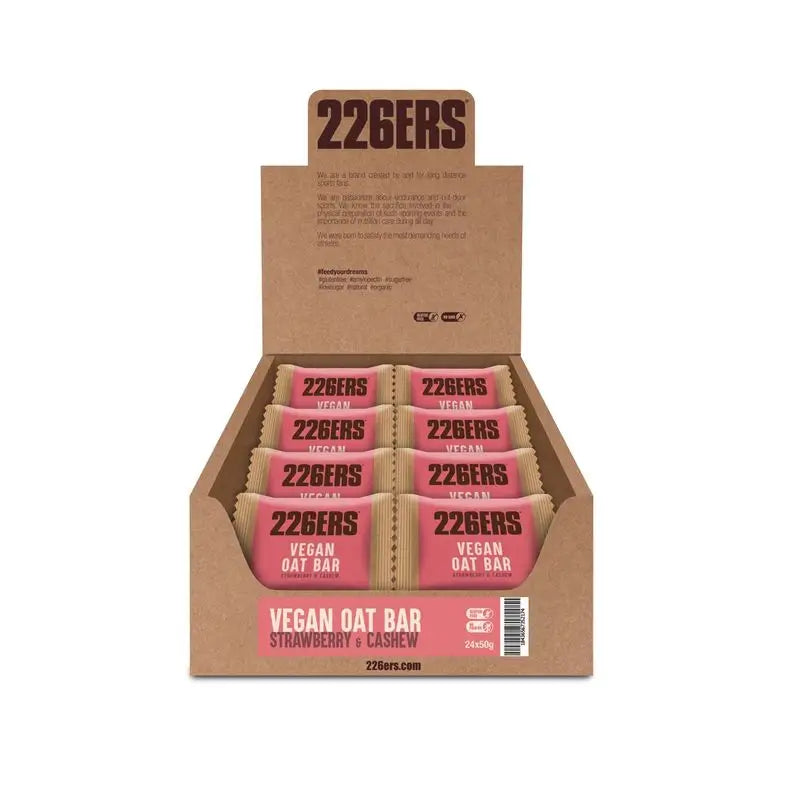 226Ers Vegan Oatmeal Strawberry & Cashew Vegan Energy Bars, 24x50 grams