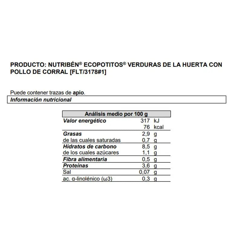 Nutriben Potito Eco Home Viande Légumes Poulet 6x120 Gr