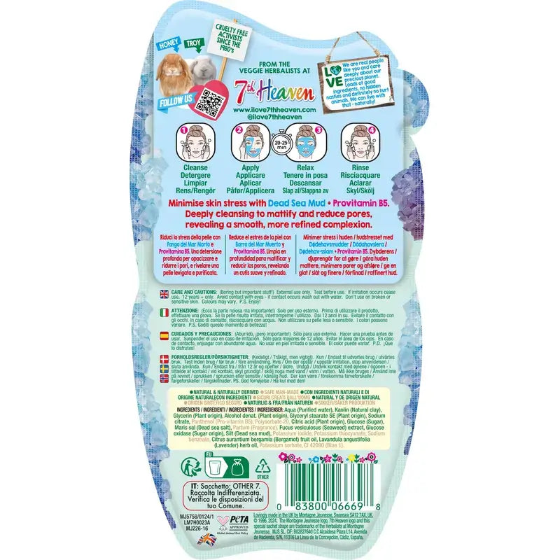 7 Heaven Masque de boue de la mer morte avec provitamine B5 Pores parfaits, 15 ml