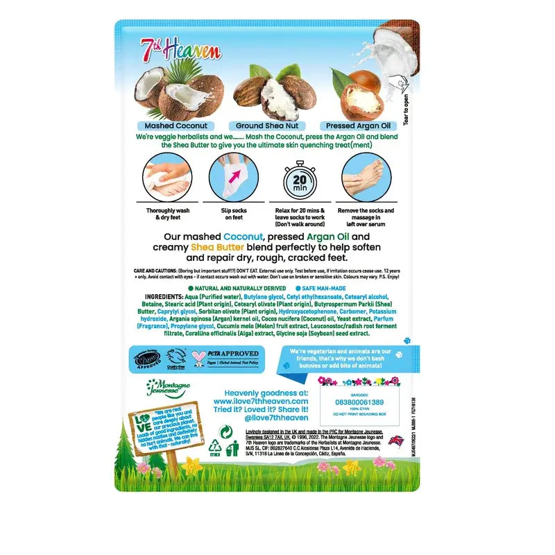 7 Heaven Masque adoucissant pour les pieds à la noix de coco, 2 unités