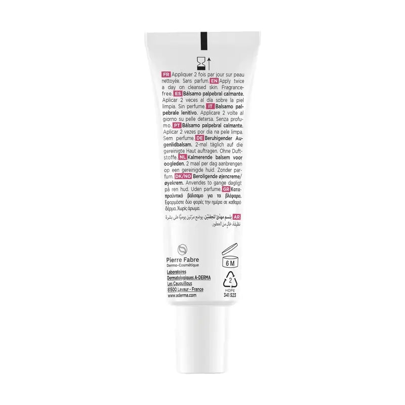 A-Derma Exomega Baume apaisant pour les paupières, 15 ml