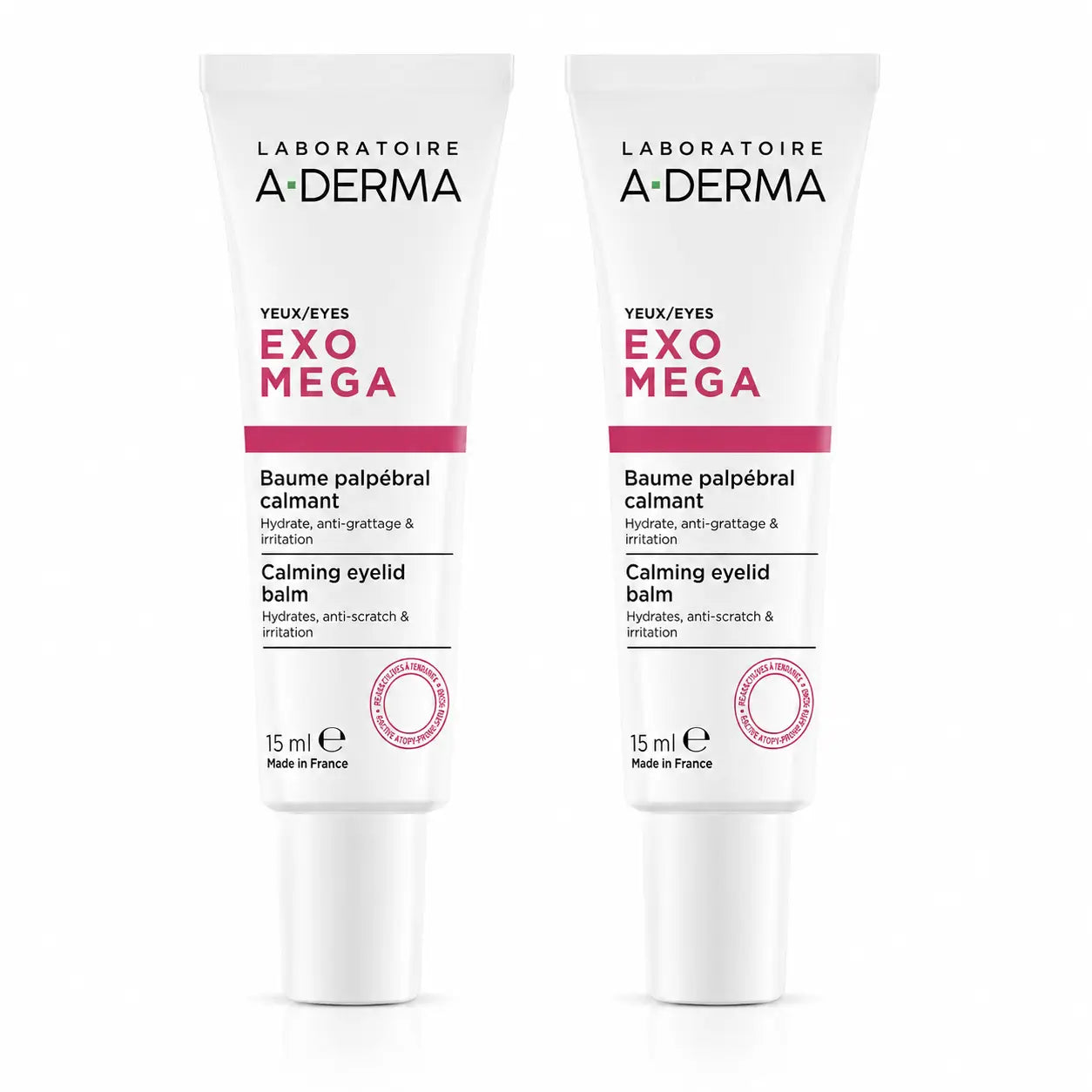 A-Derma Exomega Baume apaisant pour les paupières, 15 ml, paquet de 2