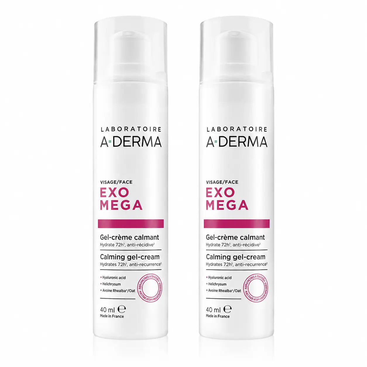 A-Derma Exomega Gel-crème apaisant pour le visage, 40 ml, pack 2