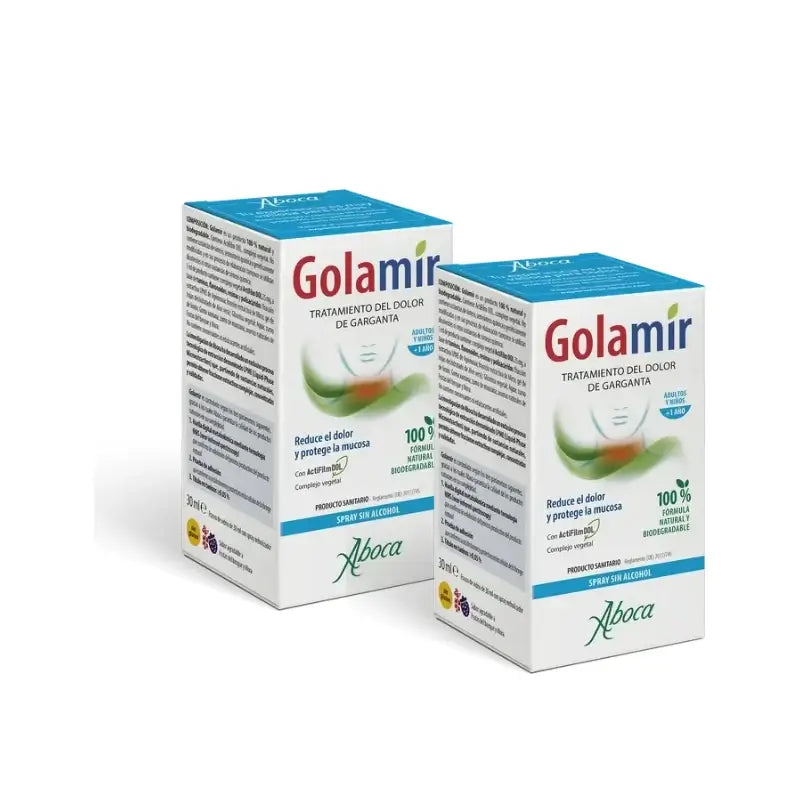 Aboca Golamir 2Act Spray pour la gorge sans alcool, 30 ml, lot de 2