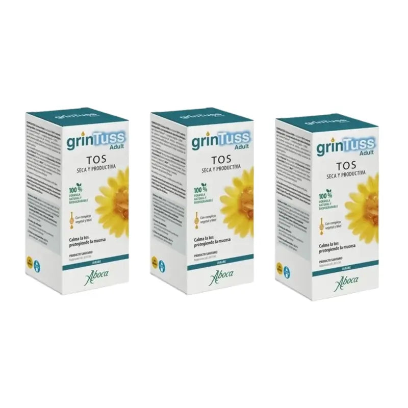 Aboca Grintuss Adult Dry Cough & Productive Cough Relief Syrup, 3X180 G