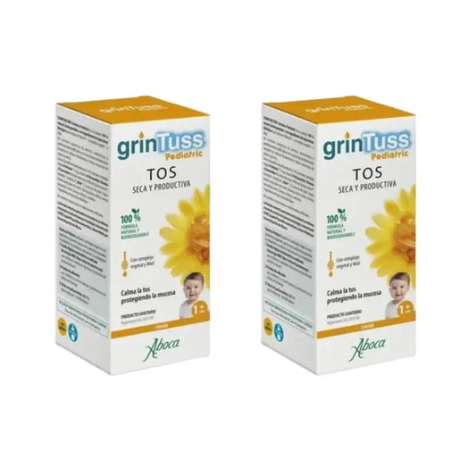 Aboca Grintuss Pediatric Syrup Relief of Dry Cough and Productive Cough in Children, 2X180 G