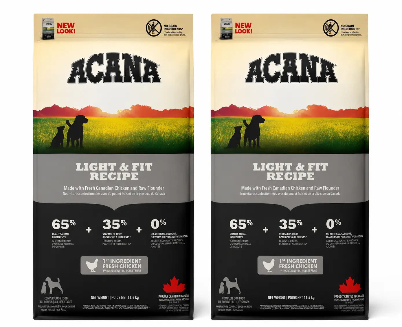 Acana Canine Adult Light 11,4 Kg Croquettes pour chiens , pack 2