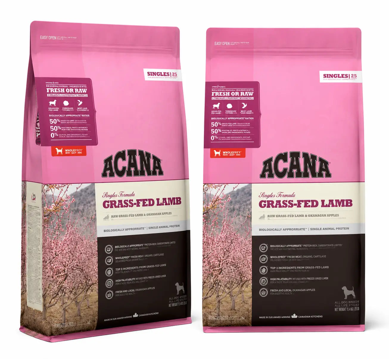 Acana Canine Adult Singles Grass Fed 17 Kg Dog Food, pack 2