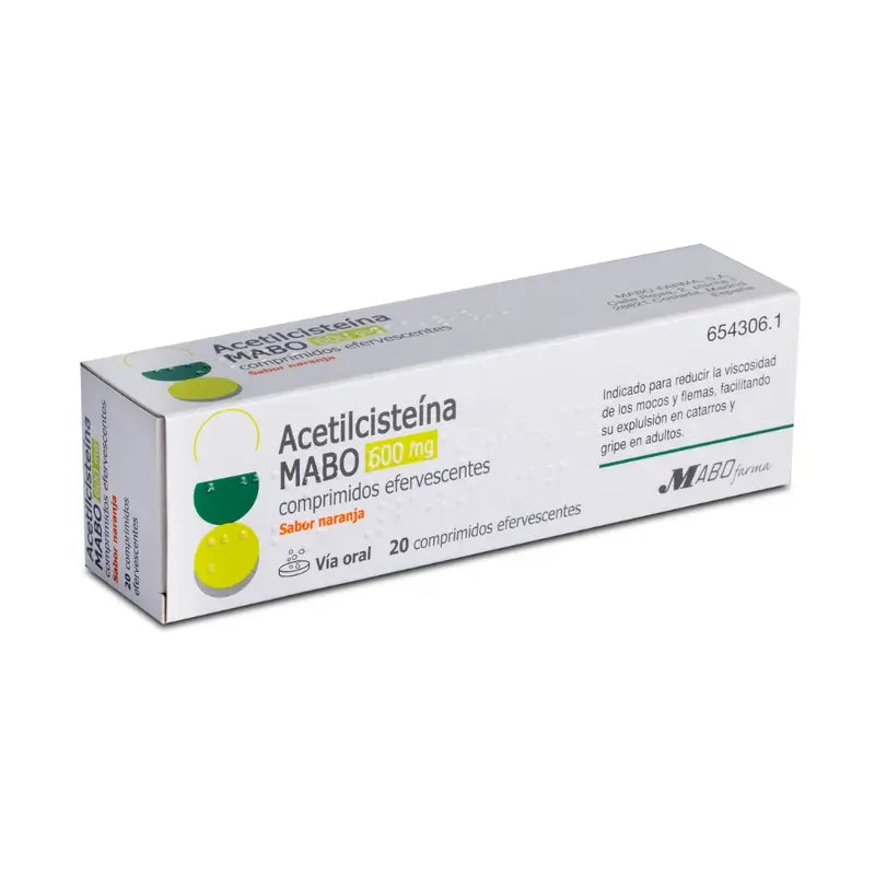 Mabo Acetylcysteine 600 mg Orange Flavour, 20 Comprimés Effervescents