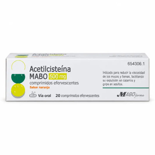 Mabo Acetylcysteine 600 mg Orange Flavour, 20 Comprimés Effervescents