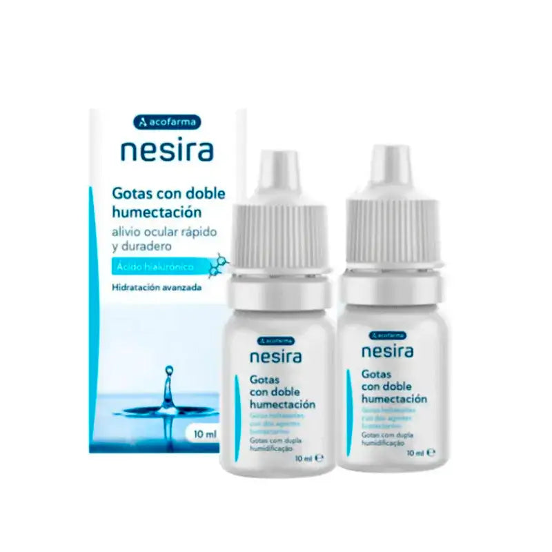 Acofar Nesira Double Moisturising Drops with Hyaluronic Ac. Hyaluronic Acid, Pack 2 x 10 ml