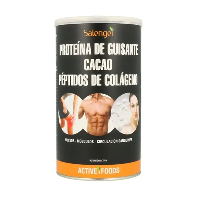 Active Foods Protéine de pois avec collagène et cacao 500Gr.