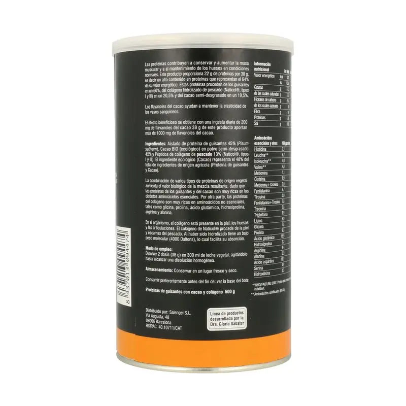 Active Foods Protéine de pois avec collagène et cacao 500Gr.