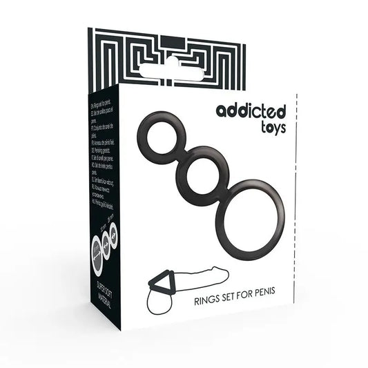 Addicted Toys Penis & Testicle Rings Set - Smoked