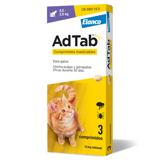 AdTab 12Mg Chewable Tablets Cats 0,5-2Kg, 3Cpd
