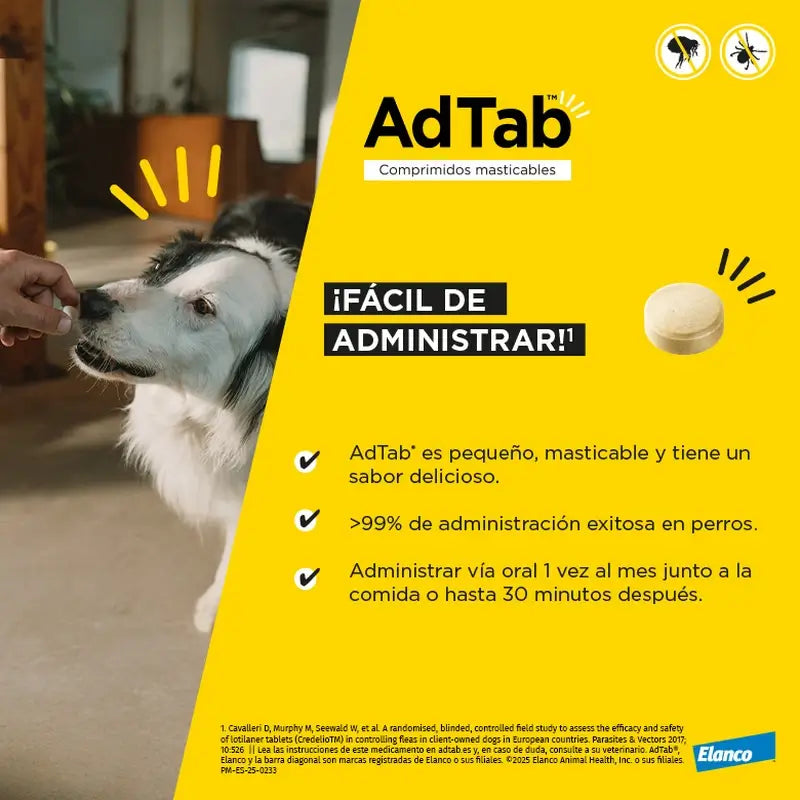 Adtab 225Mg Comprimés à Croquer Chiens 5.5-11kg, 2 Comprimés