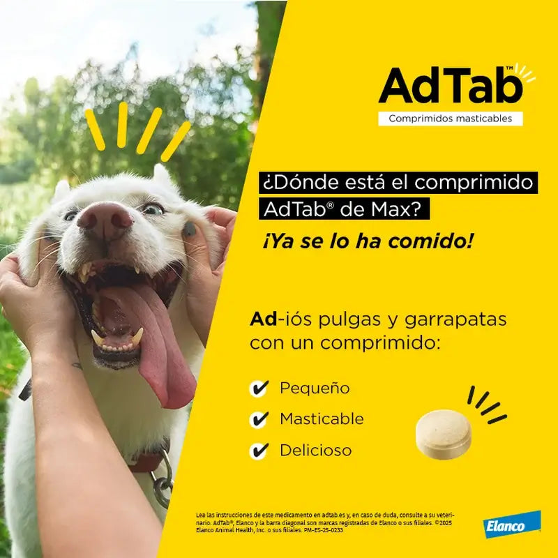Adtab 225Mg Comprimés à Croquer Chiens 5.5-11kg, 2 Comprimés