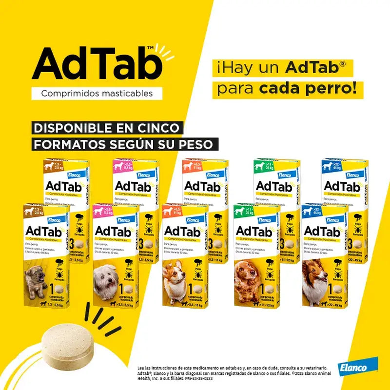 AdTab 450Mg Comprimés à croquer Chiens 11-22Kg, 1Cpd