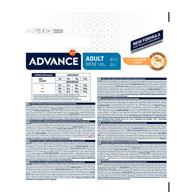 Advance Canine Adult Mini Chicken Rice, 800 g, nourriture pour chiens