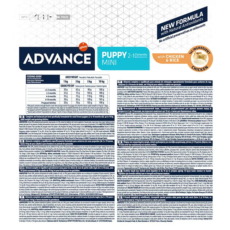 Advance Canine Puppy Mini Chicken Rice 7,5Kg, nourriture pour chien