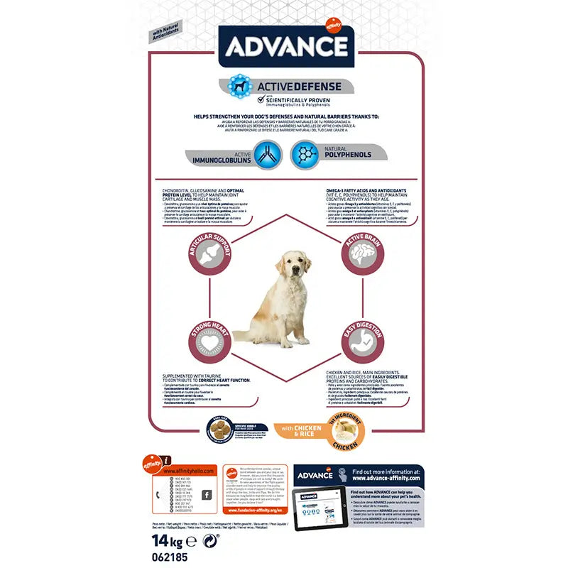Advance Canine Senior Maxi Chicken Rice 14kg, nourriture pour chiens