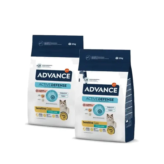 Advance Feline Adult Stérilisé Sensitive, lot de 2 x 10 kg, croquettes pour chats