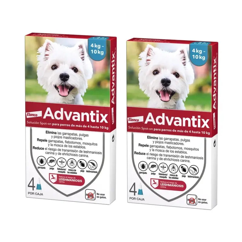 Advantix Antiparasitic Pipettes For Dogs From 4 To 10 Kg, 8 Units X 1 Ml