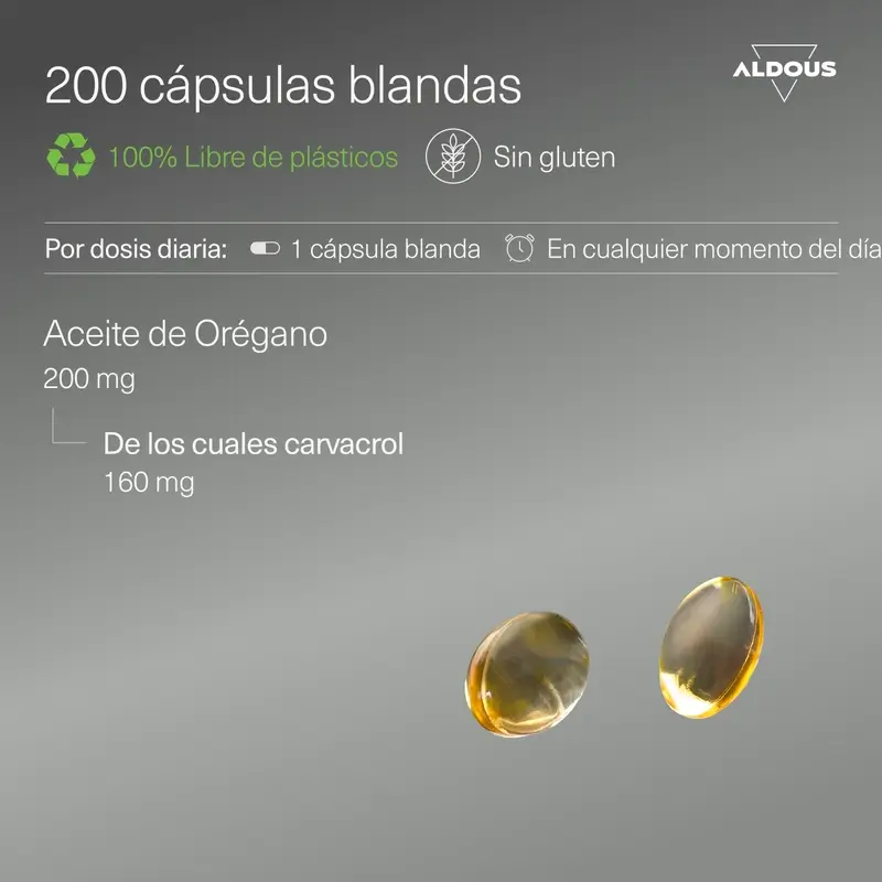 Aldous Bio Huile d'Origan, 200 perles