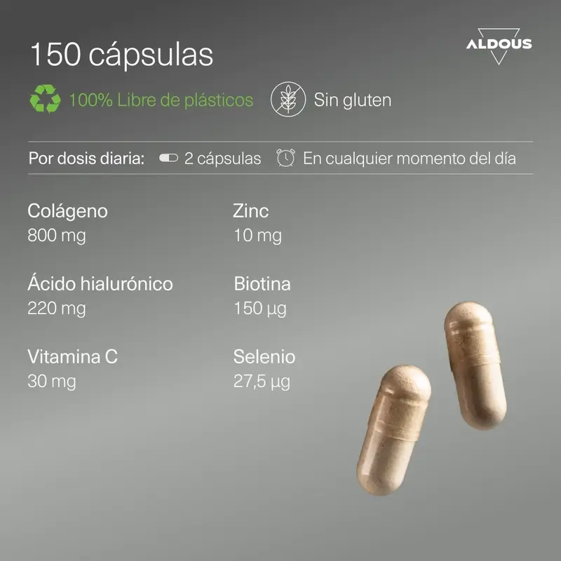 Aldous Bio Acide Hyaluronique Au Collagène, Vitamines Et Minéraux, 120 gélules
