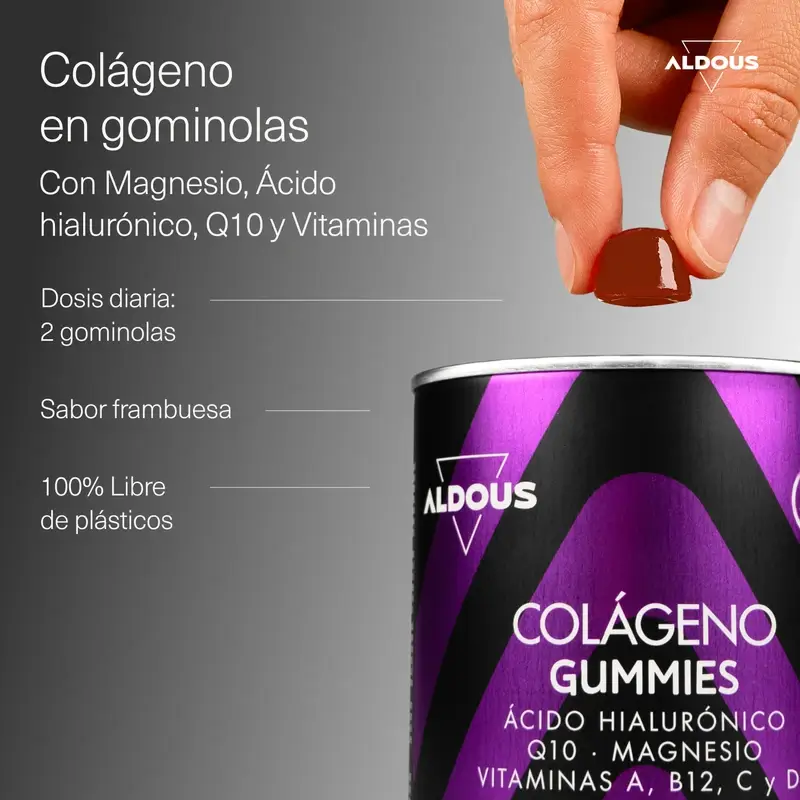 Aldous Bio Collagène Hydrolysé Avec Acide Hyaluronique, Coenzyme Q10, Zinc Et Vitamines, 120 gummies