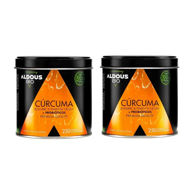 Aldous Bio Turmeric With Ginger And Black Pepper With Probiotics, 2X250 Capsules