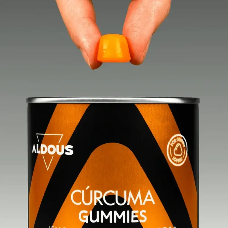 Aldous Bio Curcuma au Gingembre et Poivre Noir + Probiotiques, 120 gommes