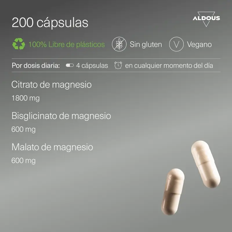 Aldous Bio Complexe Magnésium Triple 3000Mg, 200 gélules