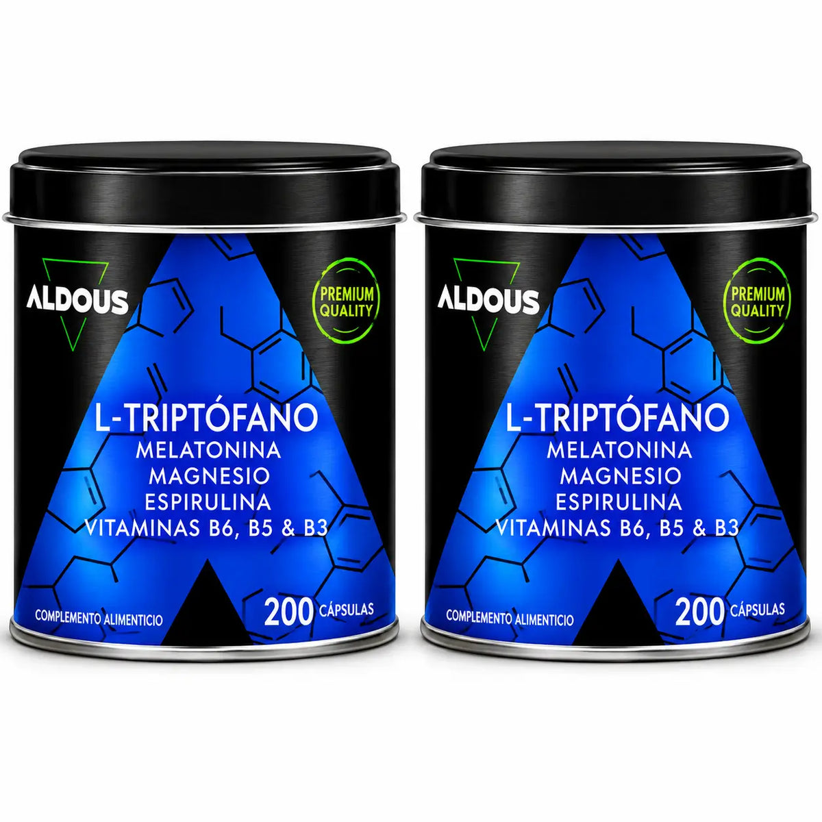 Aldous Labs L-Tryptophane Premium Mélatonine 1,78 Mg Magnésium, 200 gélules végétales, pack 2