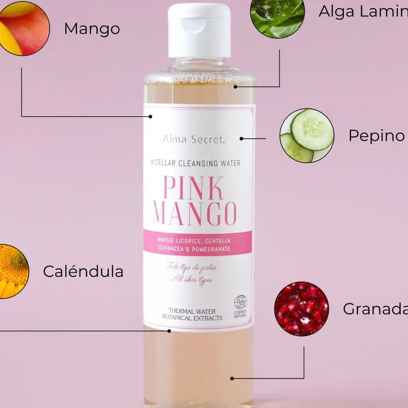 Alma Secret Eau Micellaire Mangue Rose Avec Mangue, Réglisse, Centella et Grenade, 250 ml