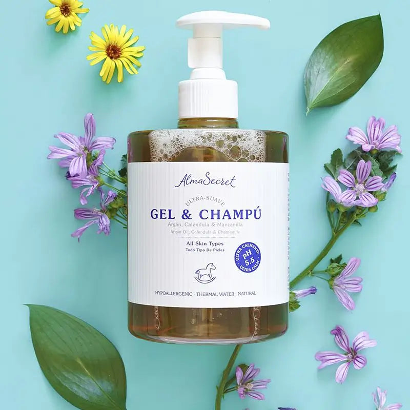 Gel shampooing doux d'Alma Secret à l'argan, au calendula et à la camomille
