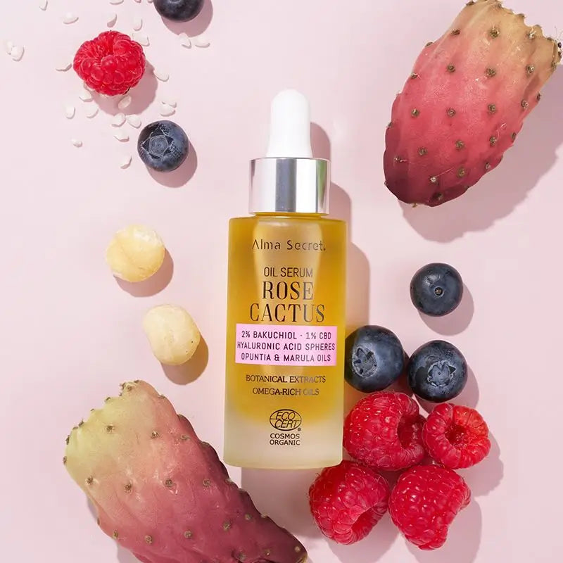 Alma Secret Sérum-Huile de cactus rose avec 2% de Bakuchiol, 1% de Cbd et A. Hyaluronic A.
